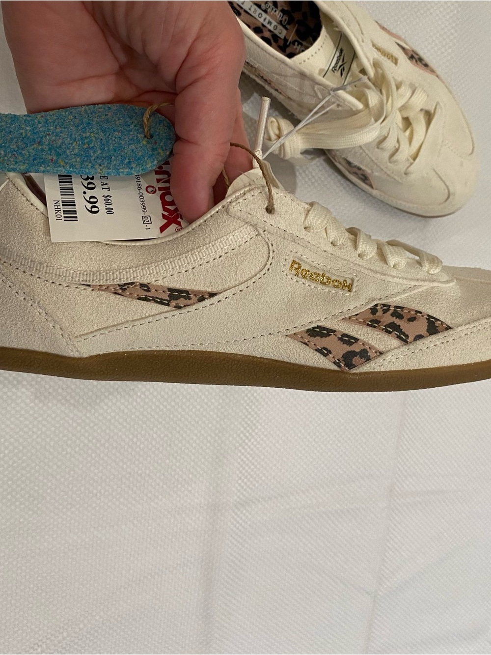 Reebok Women's Low-Profile Sneaker in Cream with Tan Leopard Accents